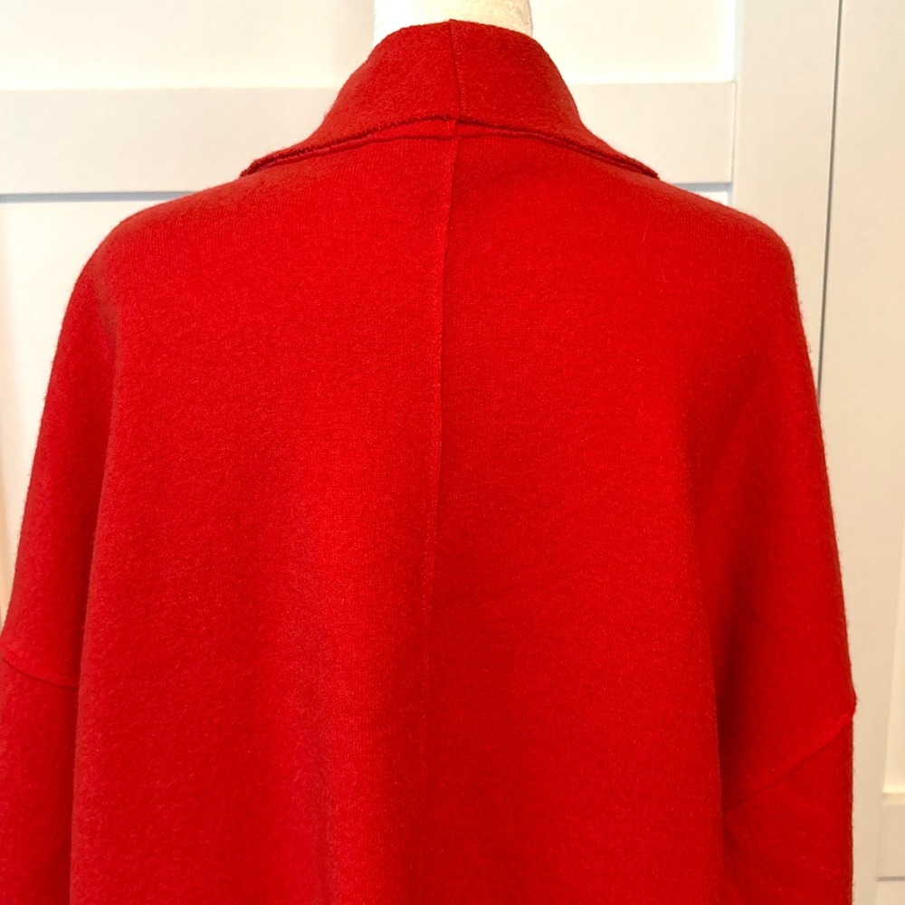 Eileen Fisher Woman Bright Red Wool Open Jacket in Size 2X - Picture 5 of 10